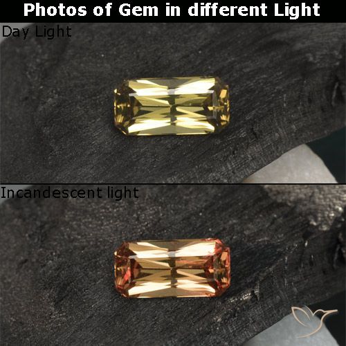 0.72ct Natürlicher Medium Yellow  Farbwechselnder Granat, Smaragdschliff, VVS