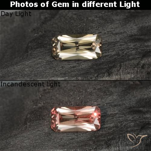 0.76ct Natürlicher Warmes Gelb Farbwechselnder Granat, Smaragdschliff, VVS