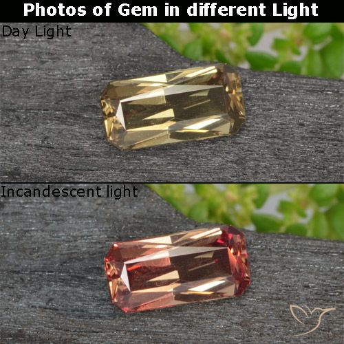 0.74ct Natürlicher Erdiges Gelb Farbwechselnder Granat, Smaragdschliff, VVS-VS