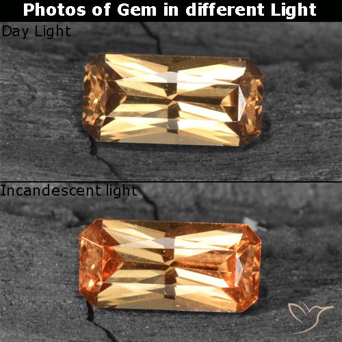 0.71ct Natürlicher gold-braun Farbwechselnder Granat, Smaragdschliff, VS
