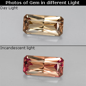 9,17 ctw natürlicher Gold-braun bis orange Farbwechselnder Granat, Smaragdschliff, VS