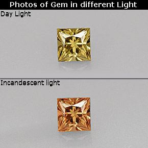 9,17 ctw natürlicher grünlich-braun bis orange Farbwechselnder Granat, Quadrat, VVS-VS