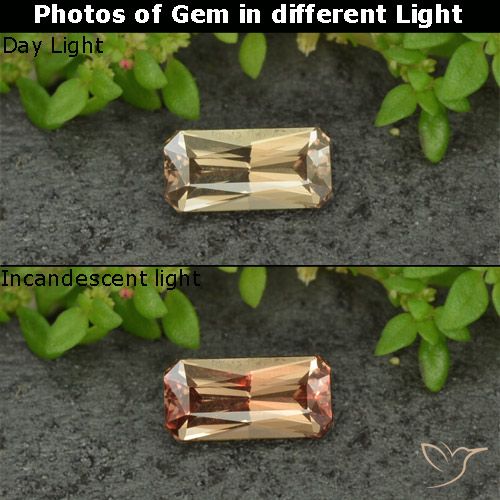 0.68ct Natürlicher Golden Farbwechselnder Granat, Smaragdschliff, VVS