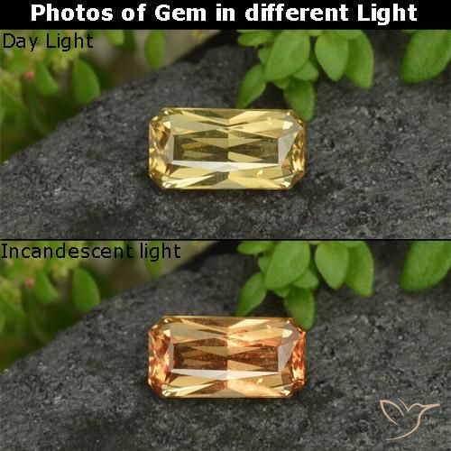 0.73ct Natürlicher Blasses Gelb Farbwechselnder Granat, Smaragdschliff, VVS