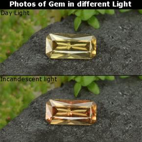 9,17 ctw natürlicher gold-gelb Farbwechselnder Granat, Smaragdschliff, VS