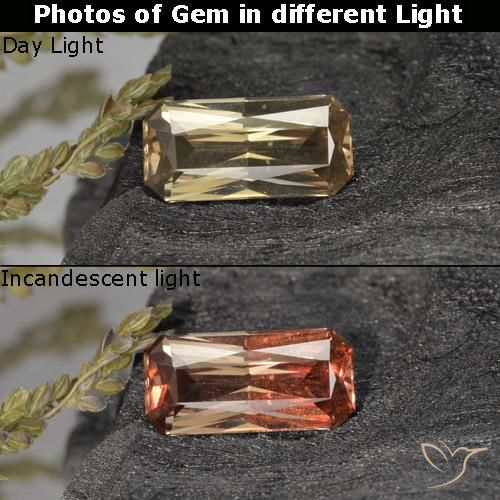0.61ct Natürlicher Golden Farbwechselnder Granat, Smaragdschliff, VVS-VS