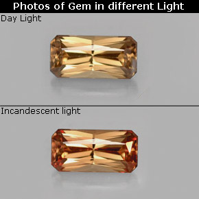 9,17 ctw natürlicher Gold-braun bis orange Farbwechselnder Granat, Smaragdschliff, VVS-VS