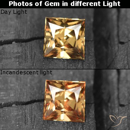 0,58 ctw natürlicher goldener Farbwechsel-Granat, Quadrat, VVS-VS