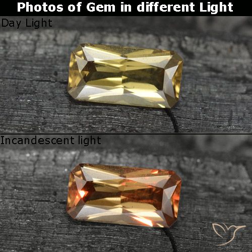 0.70ct Natürlicher Dunkles Gold Farbwechselnder Granat, Smaragdschliff, VVS-VS