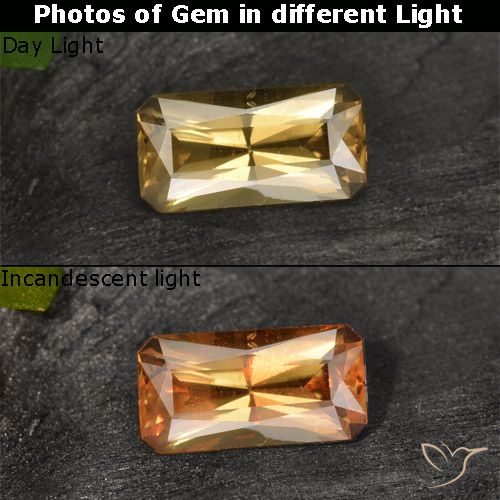 0.81ct Natürlicher gold-braun Farbwechselnder Granat, Smaragdschliff, VS