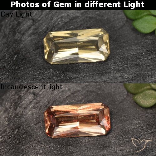 0.61ct Natürlicher Golden Farbwechselnder Granat, Smaragdschliff, VVS