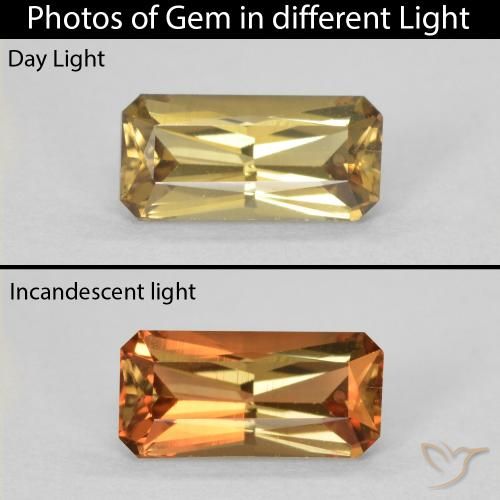 0.73ct Natürlicher gold-braun Farbwechselnder Granat, Smaragdschliff, VVS
