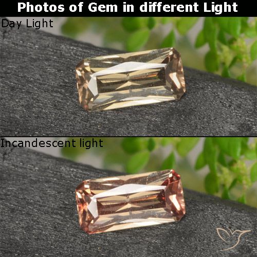 0.61ct Natürlicher gold-braun Farbwechselnder Granat, Smaragdschliff, VVS-VS