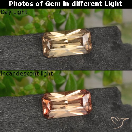 0.69ct Natürlicher gold-braun Farbwechselnder Granat, Smaragdschliff, VVS-VS