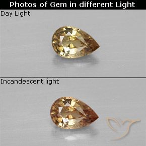 0.56ct Natürlicher gold-braun Farbwechselnder Granat, Birnenform, VVS-VS