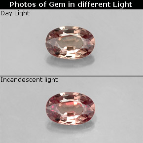 0,61 ctw natürlicher color-change Farbwechsel-Granat, Oval Schliff, VVS-VS