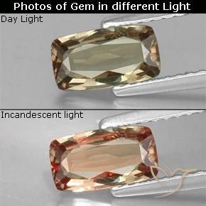 0.87ct Natürlicher Golden Farbwechselnder Granat, Kissen, VS-SI