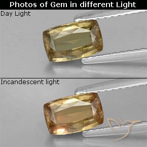 0.87ct Natürlicher gold-braun Farbwechselnder Granat, Kissen, VS