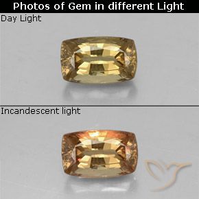 0.97ct Natürlicher gold-braun Farbwechselnder Granat, Kissen, VS-SI