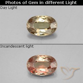 0.58ct Natürlicher gold-braun Farbwechselnder Granat, Oval, VVS-VS