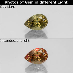 0,63 ctw natürlicher mehrfarbiger Farbwechsel-Granat, Birnenform, VS