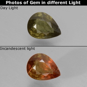 0,50 ctw natürlicher mehrfarbiger Farbwechsel-Granat, Birnenform, VS