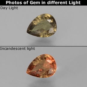 9,17 ctw natürlicher grün bis rot-rosa Farbwechselnder Granat, Birnenform, VS