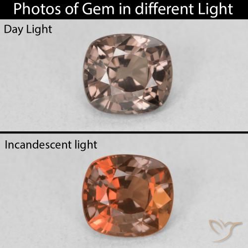 1.02ct Natürlicher Mittelhellbraun Farbwechselnder Granat, Kissen, VVS-VS