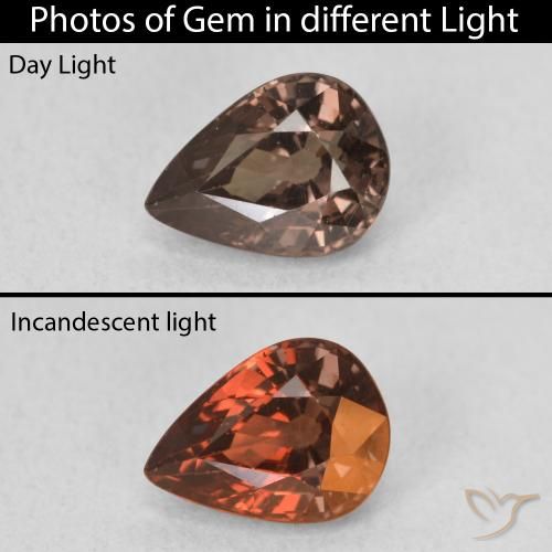1.23ct Natürlicher Mittelhellbraun Farbwechselnder Granat, Birnenform, VVS-VS