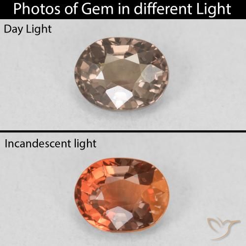 0.79ct Natürlicher Mittelhellbraun Farbwechselnder Granat, Oval, VVS-VS