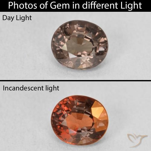 1.24ct Natürlicher Mittelhellbraun Farbwechselnder Granat, Oval, VVS-VS