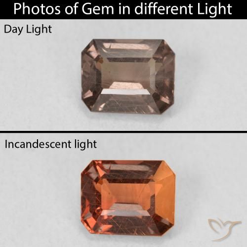 1.18ct Natürlicher Mittelhellbraun Farbwechselnder Granat, Smaragdschliff, VS