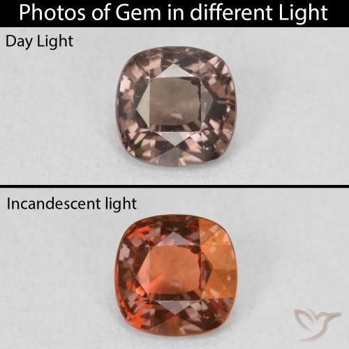 1.05ct Natürlicher Mittelhellbraun Farbwechselnder Granat, Kissen, VS