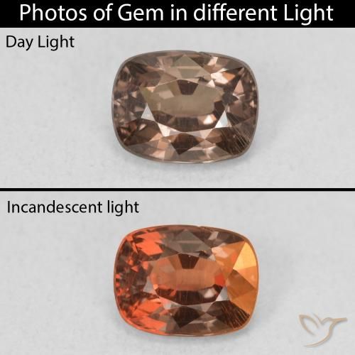 0.98ct Natürlicher Mittelhellbraun Farbwechselnder Granat, Kissen, VS