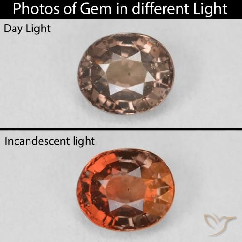 1.37ct Natürlicher Mittelhellbraun Farbwechselnder Granat, Oval, VS