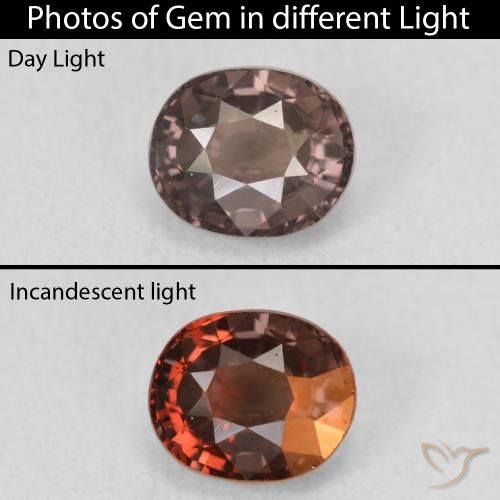 1.50ct Natürlicher Mittelhellbraun Farbwechselnder Granat, Oval, VS