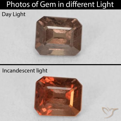 0.97ct Natürlicher Mittelhellbraun Farbwechselnder Granat, Smaragdschliff, VS