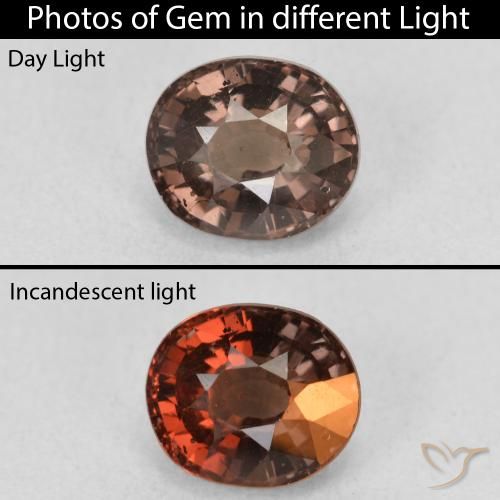 1.60ct Natürlicher Mittelhellbraun Farbwechselnder Granat, Oval, VS