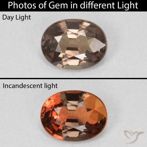 1.25ct Natürlicher Mittelhellbraun Farbwechselnder Granat, Oval, VS