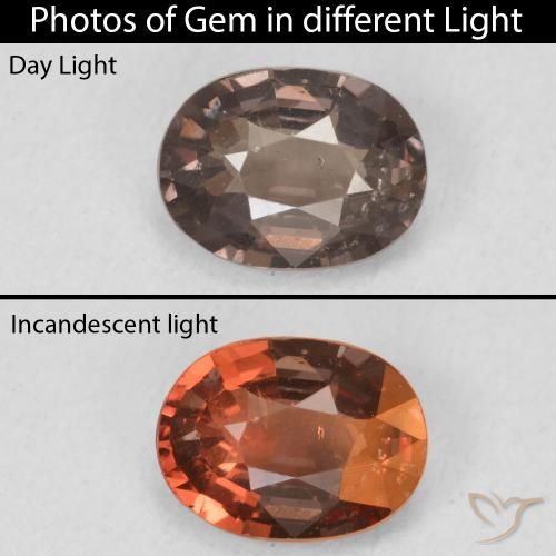 1.18ct Natürlicher Mittelhellbraun Farbwechselnder Granat, Oval, VS