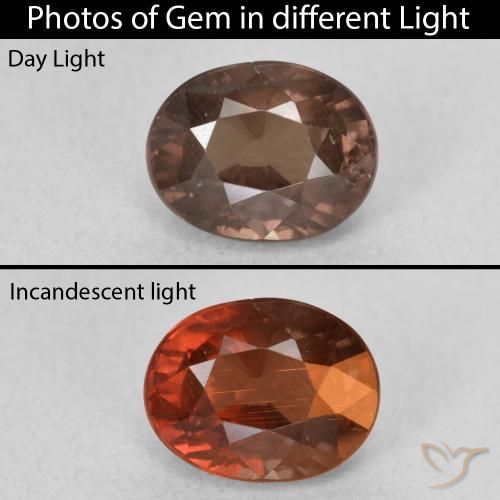 1.65ct Natürlicher Mittelhellbraun Farbwechselnder Granat, Oval, VS