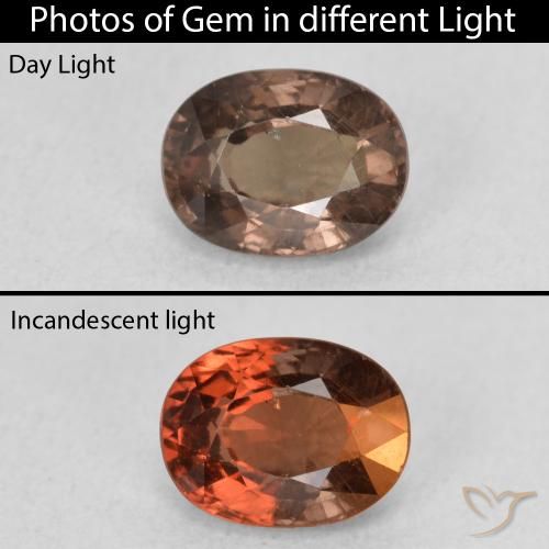 1.27ct Natürlicher Mittelhellbraun Farbwechselnder Granat, Oval, VS