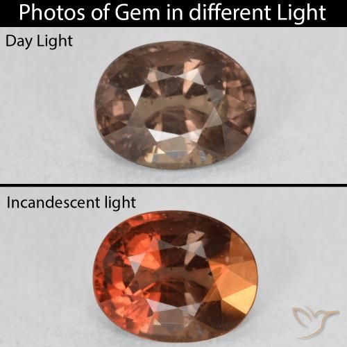 1.29ct Natürlicher Mittelhellbraun Farbwechselnder Granat, Oval, VS