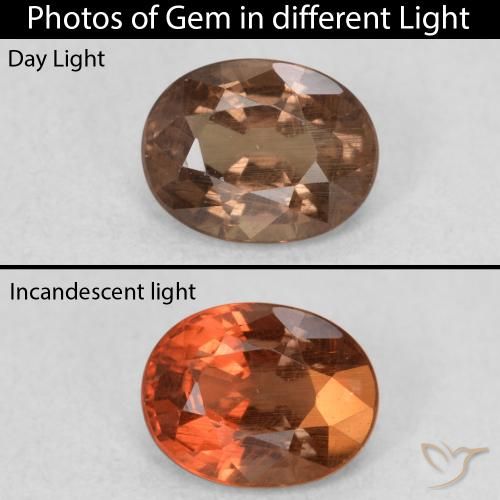 0.82ct Natürlicher Mittelhellbraun Farbwechselnder Granat, Oval, VS
