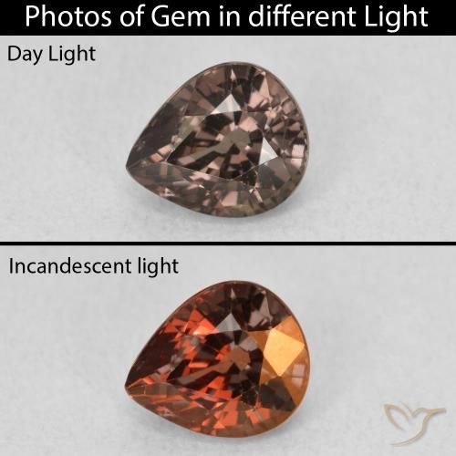 1.14ct Natürlicher dunkelbraun Farbwechselnder Granat, Birnenform, VS