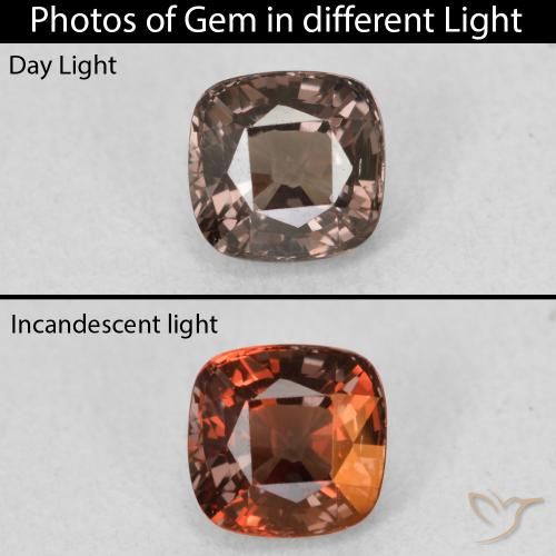 1.03ct Natürlicher Mittelhellbraun Farbwechselnder Granat, Kissen, VVS
