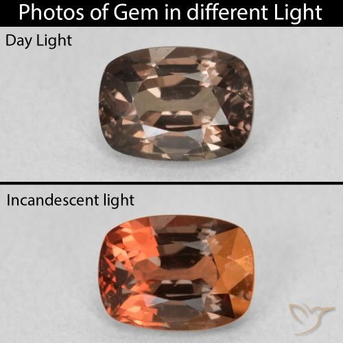 1.17ct Natürlicher Mittelhellbraun Farbwechselnder Granat, Kissen, VVS