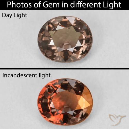 1.35ct Natürlicher Mittel braun Farbwechselnder Granat, Oval, VVS