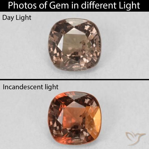 0.93ct Natürlicher Mittelhellbraun Farbwechselnder Granat, Kissen, VS