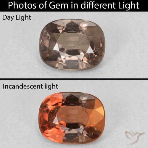 1.13ct Natürlicher Mittelhellbraun Farbwechselnder Granat, Kissen, VS